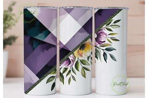 Purple Floral Geo Tumbler Wrap Sublimation PixelChick 