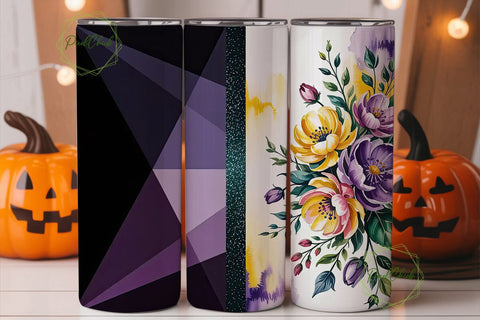 Purple Floral Geo Tumbler Wrap Sublimation PixelChick 