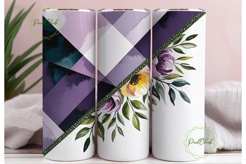 Purple Floral Geo Tumbler Wrap Sublimation PixelChick 