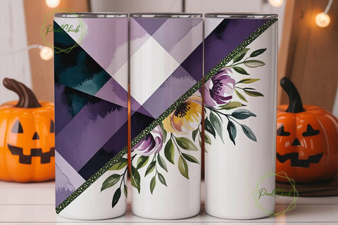 Purple Floral Geo Tumbler Wrap Sublimation PixelChick 