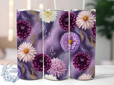 Purple Floral Leopard Tumbler, Leopard Print, Watercolor Flowers, Seamless Design, Chic Aesthetic, Bold Stylish Wrap, Feminine Rustic Charm, 20Oz Tumbler, Sublimation Sublimation ToriDesigns 