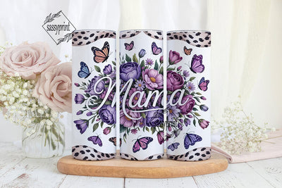 Purple Floral Mama 20oz Tumbler Wrap Sublimation sassyprint 