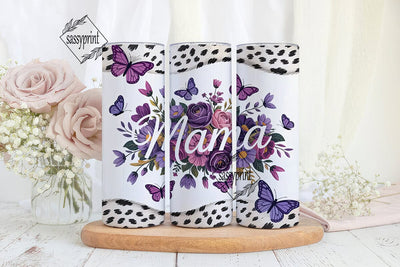 Purple Floral Mama 20oz Tumbler Wrap Sublimation sassyprint 