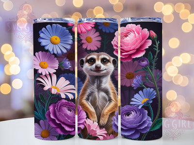 Purple Floral Meerkat Tumbler, Purple Floral Art, Cute Animal Graphic, Exotic Wildlife Pattern, Adorable Meerkat Illustration, 20oz Tumbler, Sublimation Design Sublimation SvggirlplusArt 