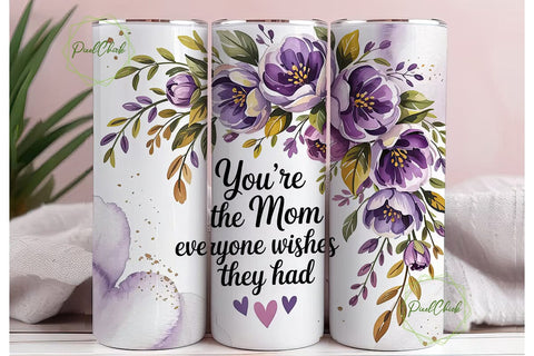 Purple Floral Mom Tumbler Wrap Sublimation PixelChick 
