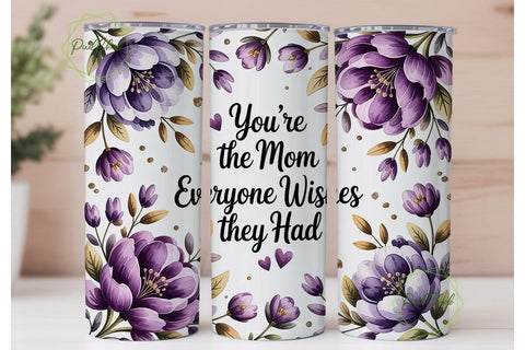 Purple Floral Mom Tumbler Wrap Sublimation PixelChick 