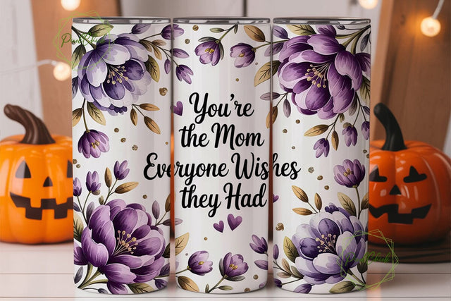 Purple Floral Mom Tumbler Wrap Sublimation PixelChick 
