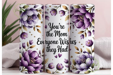 Purple Floral Mom Tumbler Wrap Sublimation PixelChick 