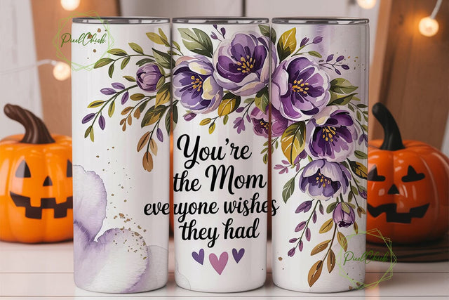 Purple Floral Mom Tumbler Wrap Sublimation PixelChick 