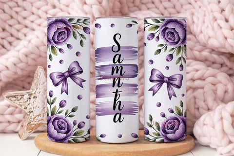 Purple Floral Personalized Tumbler Wrap Sublimation DesignSVG 