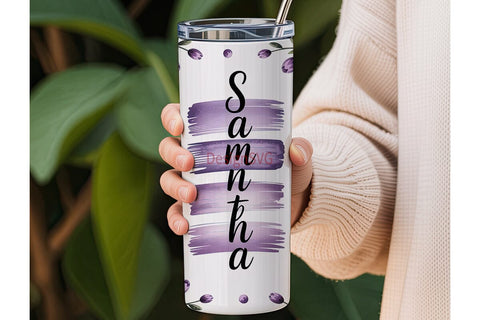 Purple Floral Personalized Tumbler Wrap Sublimation DesignSVG 
