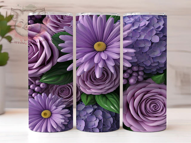 Purple Floral Spring Tumbler, Purple Floral Tumbler, Flower Pattern Design, 20oz Wrap, Floral Drinkware, Purple Aesthetic, Spring Gift, Sublimation Art Sublimation Lara' s Designs 