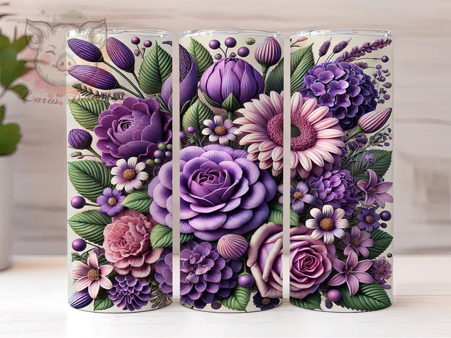 Purple Floral Spring Tumbler, Purple Floral Tumbler, Flower Pattern Design, 20oz Wrap, Floral Drinkware, Purple Aesthetic, Spring Gift, Sublimation Art Sublimation Lara' s Designs 