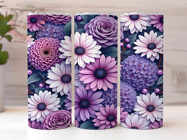 Purple Floral Spring Tumbler, Purple Floral Tumbler, Flower Pattern Design, 20oz Wrap, Floral Drinkware, Purple Aesthetic, Spring Gift, Sublimation Art Sublimation Lara' s Designs 