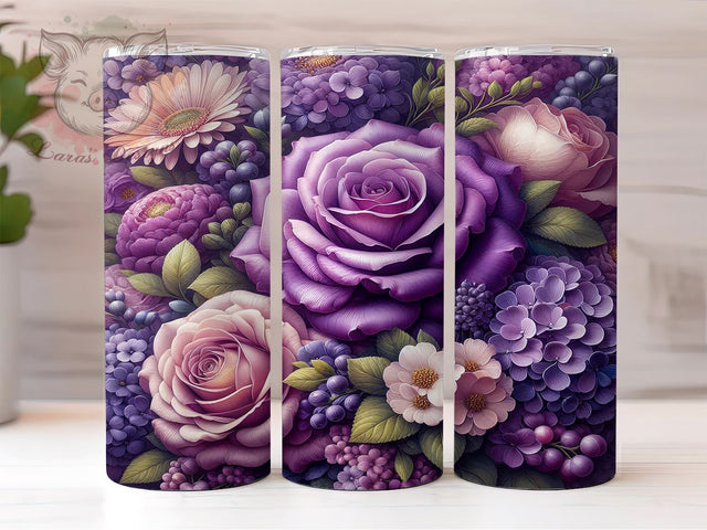 Purple Floral Spring Tumbler, Purple Floral Tumbler, Flower Pattern Design, 20oz Wrap, Floral Drinkware, Purple Aesthetic, Spring Gift, Sublimation Art Sublimation Lara' s Designs 