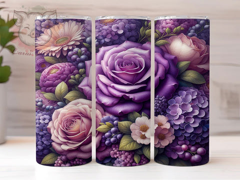 Purple Floral Spring Tumbler, Purple Floral Tumbler, Flower Pattern Design, 20oz Wrap, Floral Drinkware, Purple Aesthetic, Spring Gift, Sublimation Art Sublimation Lara' s Designs 