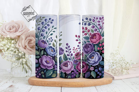 Purple Floral Symphony 20oz Tumbler Wrap Sublimation sassyprint 