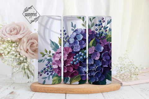 Purple Floral Symphony 20oz Tumbler Wrap Sublimation sassyprint 