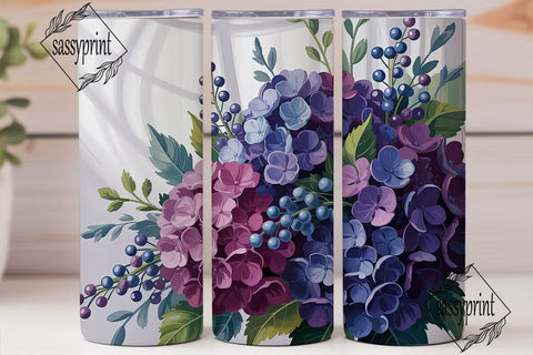 Purple Floral Symphony 20oz Tumbler Wrap Sublimation sassyprint 
