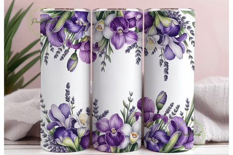 Purple Floral Watercolor 20oz Tumbler Sublimation PixelChick 