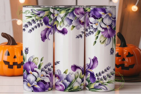 Purple Floral Watercolor 20oz Tumbler Sublimation PixelChick 