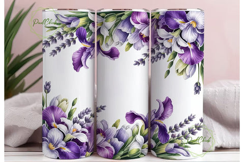 Purple Floral Watercolor 20oz Tumbler Sublimation PixelChick 