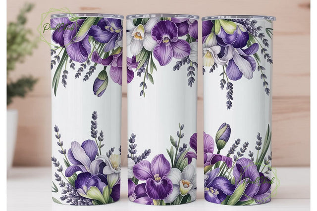 Purple Floral Watercolor 20oz Tumbler Sublimation PixelChick 