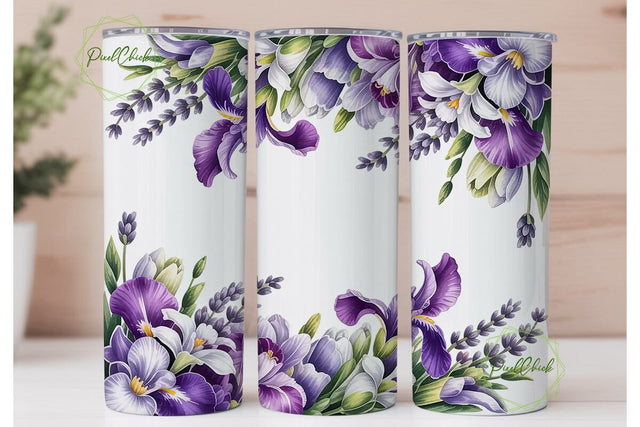 Purple Floral Watercolor 20oz Tumbler Sublimation PixelChick 