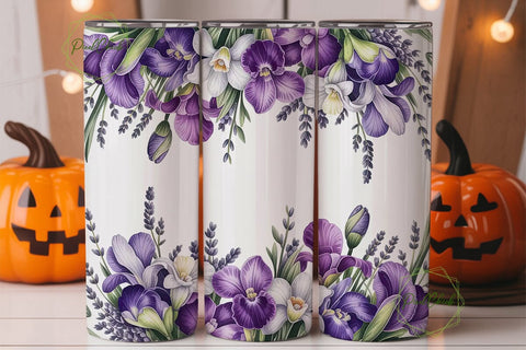 Purple Floral Watercolor 20oz Tumbler Sublimation PixelChick 