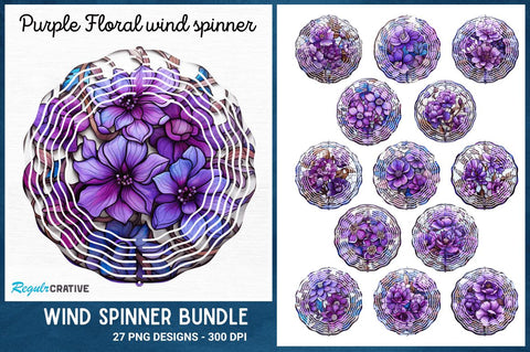 Purple Floral wind spinner Sublimation Regulrcrative 