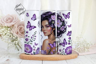 Purple Floral Woman 20oz Tumbler Sublimation sassyprint 