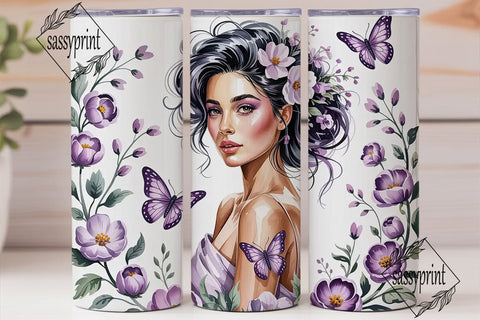 Purple Floral Woman 20oz Tumbler Sublimation sassyprint 