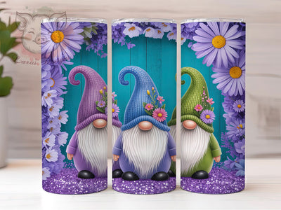 Purple Flower Spring Gnome Tumbler, Cute Gnome Tumbler, Stylish 20oz Wrap, Sublimation Design, Trendy Gift Idea, Floral Gnome Wrap, Festive Spring Tumbler Sublimation Lara' s Designs 