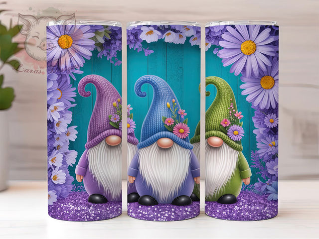 Purple Flower Spring Gnome Tumbler, Cute Gnome Tumbler, Stylish 20oz Wrap, Sublimation Design, Trendy Gift Idea, Floral Gnome Wrap, Festive Spring Tumbler Sublimation Lara' s Designs 