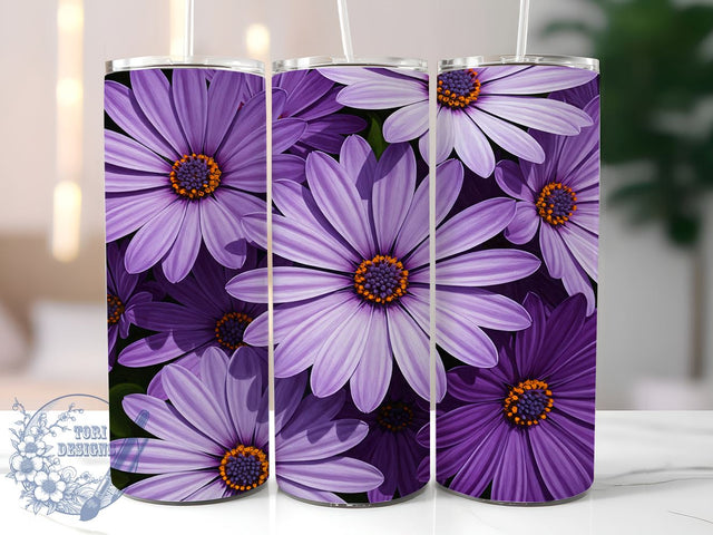 Purple Flower Spring Tumbler, Purple Flower, Floral Tumbler, 20oz Tumbler Wrap, Flower Sublimation, Spring Gift, Flower Decor, Tumbler Design Sublimation ToriDesigns 
