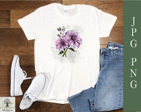 Purple flower watercolor Digital Download JPG and PNG Sublimation Willow Paige Farms 