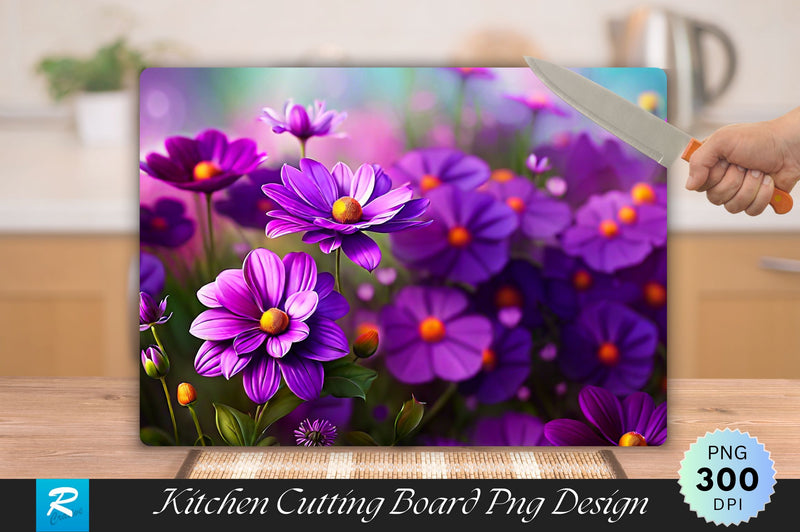 Purple Flowers Cutting Board Sublimation Regulrcrative 