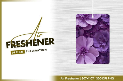 Purple flowers monochromatic background air freshener png Sublimation Regulrcrative 