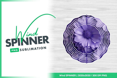Purple flowers wind spinner round png art Sublimation Regulrcrative 