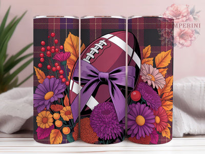 Purple Football Summer Vibes 20oz Tumbler, Sports Design, Magenta Orange Tones, White Laces, Athletic Theme, Skinny Tumbler, Sublimation PNG Sublimation Li Zamperini 
