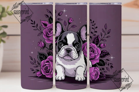 Purple Frenchie Floral 20oz Tumbler Sublimation sassyprint 