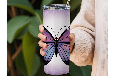 Purple Glitter Butterfly 20oz Tumbler Sublimation DesignSVG 