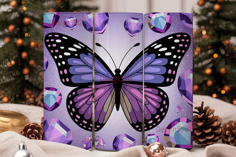 Purple Glitter Butterfly 20oz Tumbler Sublimation DesignSVG 
