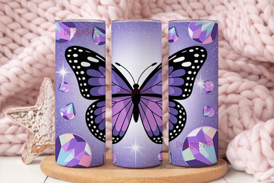 Purple Glitter Butterfly 20oz Tumbler Sublimation DesignSVG 