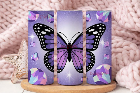 Purple Glitter Butterfly 20oz Tumbler Sublimation DesignSVG 