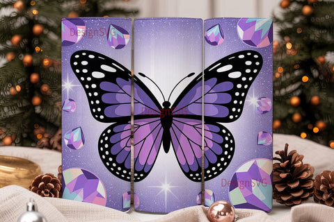 Purple Glitter Butterfly 20oz Tumbler Sublimation DesignSVG 