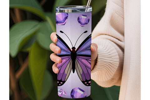 Purple Glitter Butterfly 20oz Tumbler Sublimation DesignSVG 