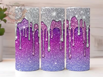 Purple Glitter Drip 20oz Tumbler, Purple Glitter, Glitter Drip, Drip Tumbler, 20oz Tumbler, Purple Tumbler, Glitter Tumbler, Tumbler Wrap Sublimation Lara' s Designs 