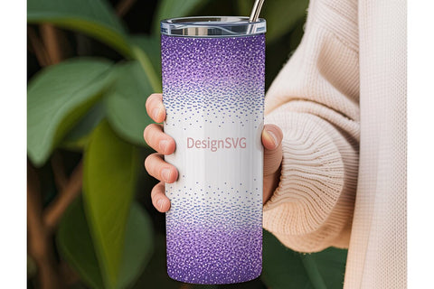 Purple Glitter Gradient 20oz Tumbler Sublimation DesignSVG 