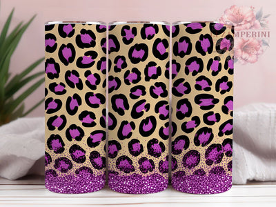 Purple Glitter Leopard Print Tumbler, Leopard Print Sublimation Design, Sparkling Leopard Art, 20oz Glitter Tumbler, Whimsical Leopard Mug, Shiny Purple Cup, Stylish Leopard Wrap Sublimation Li Zamperini 